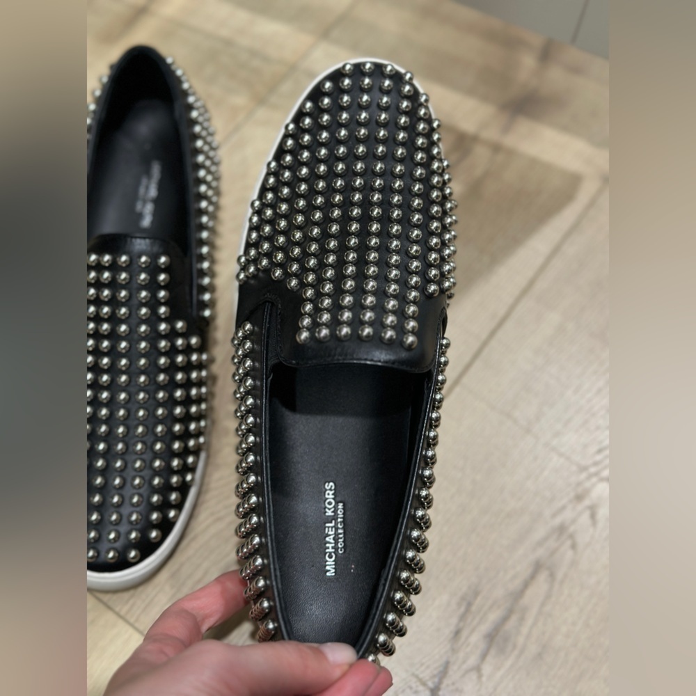 Michael Kors Sneakers Shoes Slip On Stud Black Leather size 39 - Picture 5 of 5